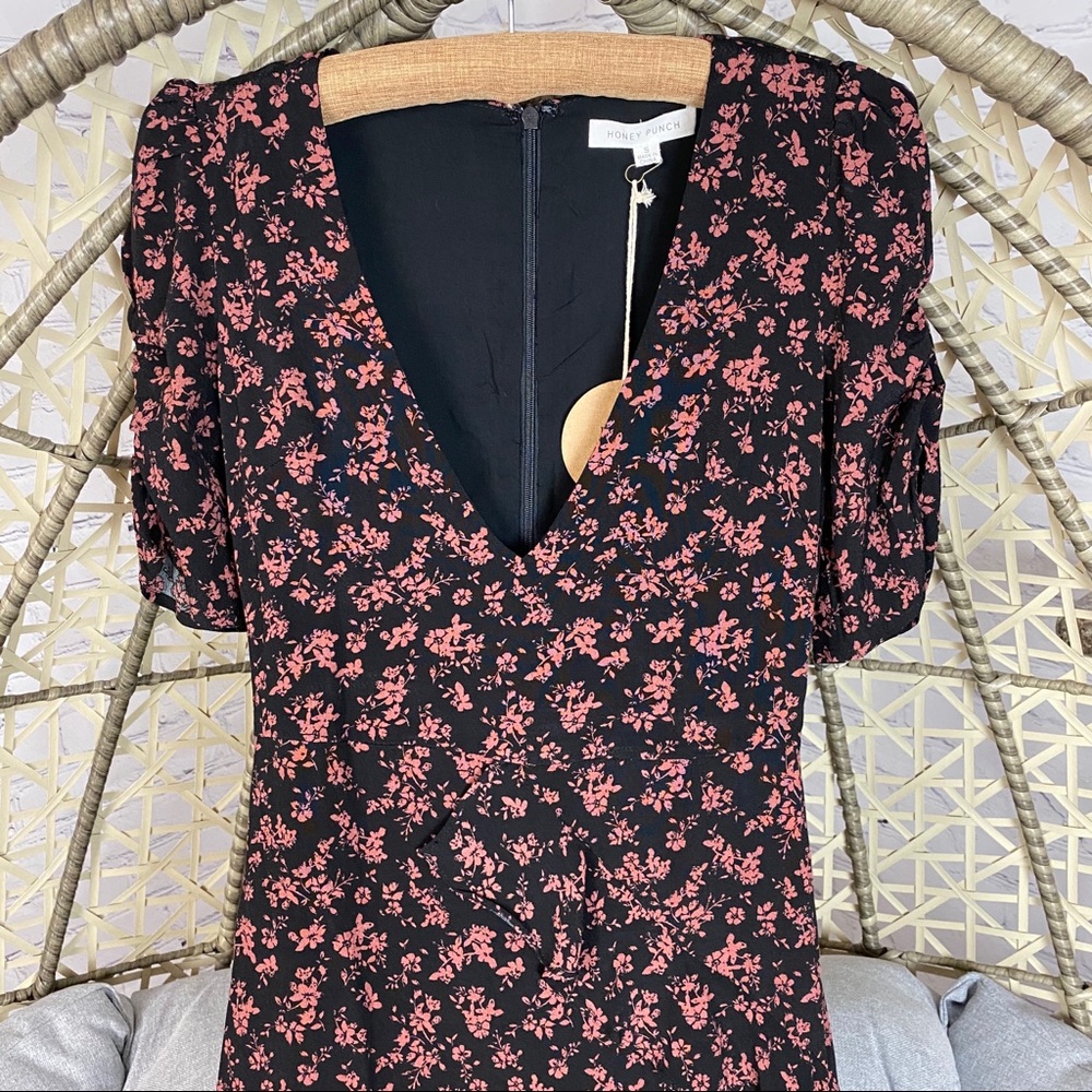 Honey Punch Prairie Serenade Black Floral Dress - Picture 3 of 8